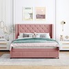 Queen Size Storage Bed with Wingback Headboard and Big Drawer - 2 of 4