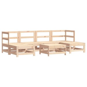 vidaXL Patio Lounge Set - 7 Piece Solid Pine Wood Outdoor Garden Furniture - Modular Design - Dimensions: 24.4"x24.4"x27.8" - 1 of 4