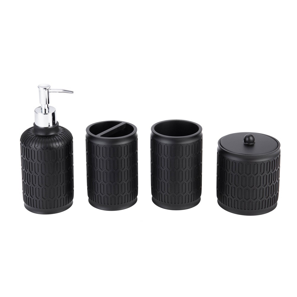 Photos - Other sanitary accessories 4pc Devash Resin Bath Accessory Set Black - Kralix