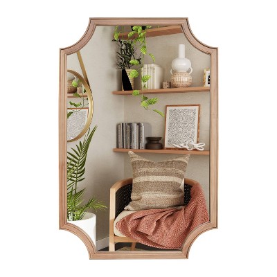 Natural Wood Scalloped Rectangular Wall Mirror