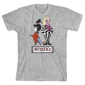 Beetlejuice Animated Series Lydia and Beetlejuice Youth Boy's Athletic Gray T-Shirt - 1 of 2