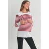 Hello Miz Women's Striped Button Shoulder Maternity Sweater Top - 2 of 4