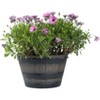 Gardenised Rustic Wood- Look Plastic Half Barrel Flower Pot Bucket Planter, Pack of 4 - 4 of 4