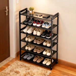 KTMBDW 6 Tier Bamboo Shoe Rack for Closet Free Standing Wood Shoe Shelf Storage Organizer for Entryway Small Space Stackable 26.8"x9.8"x35.4" - 1 of 4