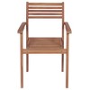 vidaXL Teak Wood Stackable Patio Chairs with Cushions - Set of 6 - Weather-Resistant, Easy Assembly, Versatile Design - 4 of 4