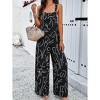 Women's Printed Jumpsuit Square Neck Overalls Loose Fit Wide Leg Jumpsuit With Pockets - 4 of 4