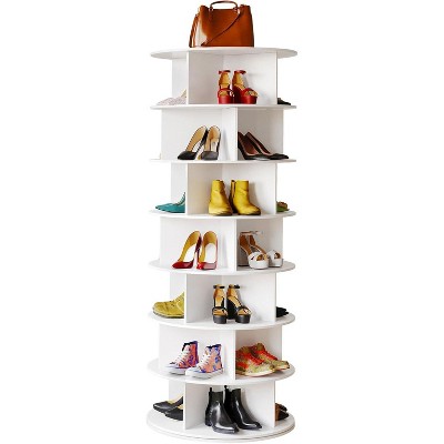 7 Tier Rotating Shoe Rack Tower, 360° Revolving Free Standing Shoe Organizer, Vertical Spinning Shoes Display