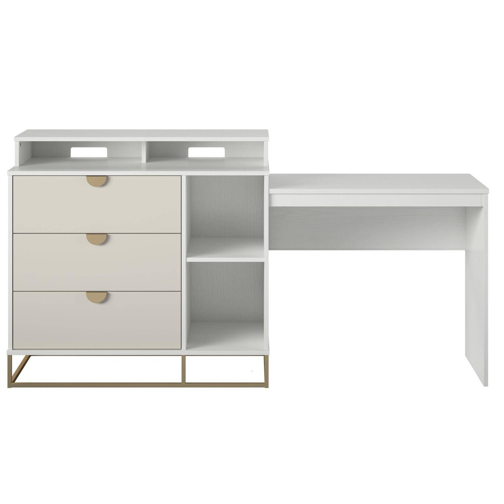 Kelly 4 in 1 Media Dresser White/Taupe - Paris Hilton X The Novogratz