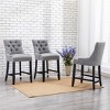 WestinTrends 24" Linen Tufted Buttons Upholstered Wingback Counter Stool (Set of 3) - 2 of 4