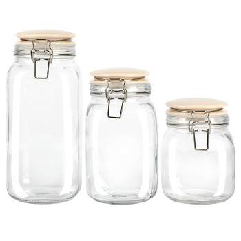 Martha Stewart Rindleton 3 Piece Glass Canister Set with Ceramic Lids in Off-White