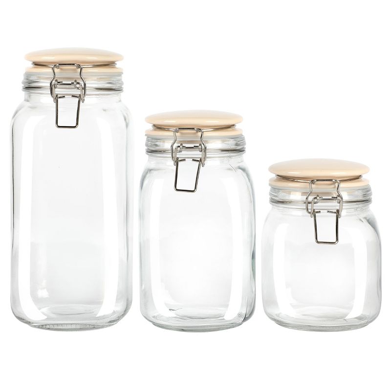 Martha Stewart Rindleton 3 Piece Glass Canister Set with Ceramic Lids in Off-White, 1 of 8