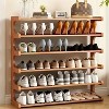 Hrinhom 27.6"W 6-Tier Bamboo Wood Shoe Rack with Thickened Partitions and Rounded Curved Corners - 2 of 4