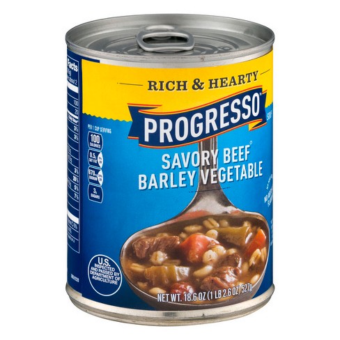 Progresso Rich Hearty Savory Beef Barley Vegetable Soup 18 6 Oz Target