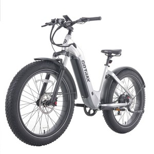 GOTRAX Adult Fat Tire 26" Step Through Electric Hybrid Bike - Silver - 1 of 4