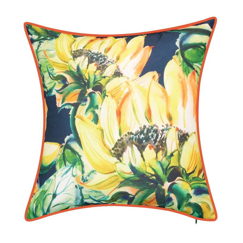 Watercolor Sunflower Indoor/Outdoor Throw Pillow Navy - Edie@Home, 1 of 10