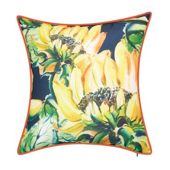 Watercolor Sunflower Indoor/Outdoor Throw Pillow Navy - Edie@Home