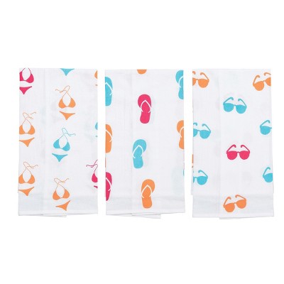 C&F Home Flip Flop Printed Cotton Flour Sack Kitchen Towel Set of 3