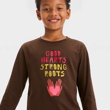 Boys' Long Sleeve 'Good Hearts Strong Roots Graphic' T-Shirt - Cat & Jack™ Brown
