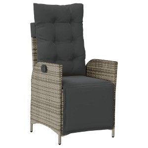 vidaXL Reclining Patio Chair - Adjustable Backrest & Footrest, Comfortable Cushions, Gray Poly Rattan, 22.4"x24"x36.6". - 1 of 4
