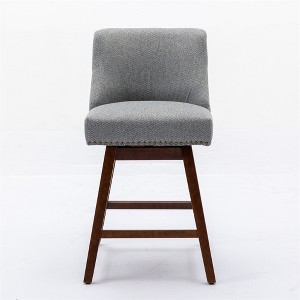 OUTSUPPLY Set of 2 Swivel Bar Stools with Thick Cushion & Solid Wood Legs for Kitchen Island - 1 of 4