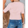 Womens Short Sleeve Sweaters Tops Crewneck Ribbed Pullover Shirt Soft Slim Fit Knit Sweater Blouse - 3 of 3