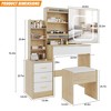 Vanity Desk with Sliding Mirror and Lights, Makeup Vanity Set with 4 Drawers, Stool - 2 of 4
