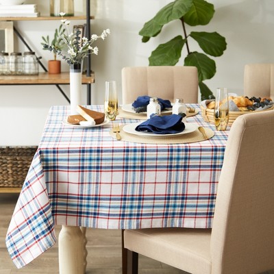 Patriotic Plaid Cotton Tablecloth 60" x 84"