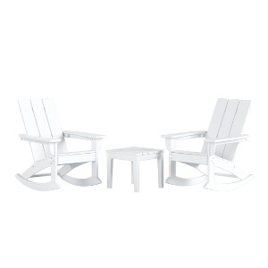 WestinTrends 3 Piece Set Outdoor Modern Rocking Chairs with Square Side Table - 1 of 4