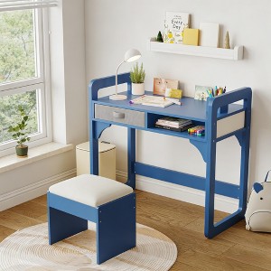 Wooden Study Desk and Chair Set with Cloth Drawers and Pen Holder - 1 of 4