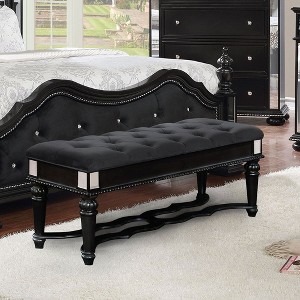 Simple Relax Bedroom Bench with Button Tufted in Black - 1 of 4