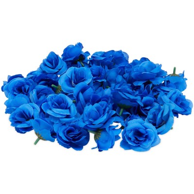 Bright Creations 50 Pack Artificial Dark Blue Rose Flower Heads for Arts and Crafts, Stemless Roses (2 in)