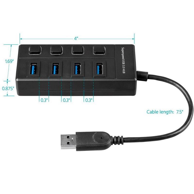 Monoprice 4-port USB 3.0 Switch Hub, 3 of 5