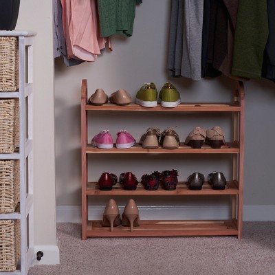 Cedar 4-Tier Red Shoe Rack with Arched Ends