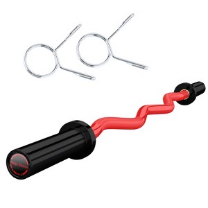 COZONY 47" EZ Curl Barbell for Biceps & Triceps, Chrome, Fits 2" Plates, Includes 2 Spring Collars - 1 of 4