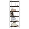 vidaXL 6-Tier Smoked Oak Bookcase - Stylish Industrial Display Shelf, Engineered Wood and Metal - 3 of 4