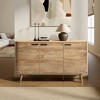 LuxenHome Sideboard Buffet Cabinet with Storage, 53'' Wide Mid Century Modern Natural Oak Manufactured Wood Accent Cabinet with 3-Door - 2 of 4