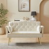 Velvet Loveseat Sofa with Tufted Back, Metal Legs and Contemporary Design - 2 of 4