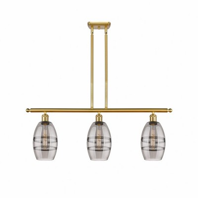 Vaz - 3 Light Stem Hung Island In Industrial Style-8.63 Inches Tall and 36 Inches Wide