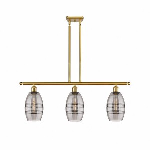 Vaz - 3 Light Stem Hung Island In Industrial Style-8.63 Inches Tall and 36 Inches Wide - 1 of 1
