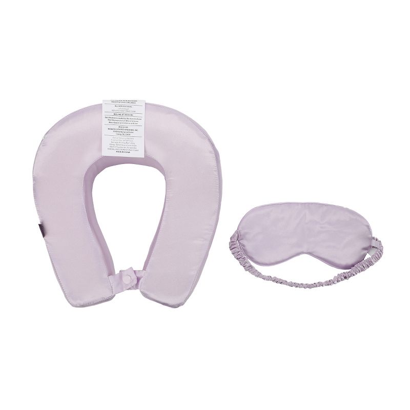 Adult Lavender Poly Satin Neck Pillow and Eye Mask Set, 1 of 6