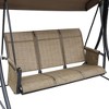 Resenkos 3-Seat Swing Set, Outdoor Glider With Adjustable Roof, Side Pockets, Ventilated Seat & Back, Brown - 4 of 4