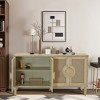 NicBex 59.84 Inch Modern 4-Doors Storage Cabinet with Rattan/Linen Decorative Doors for Living Room and Entryway - 2 of 4