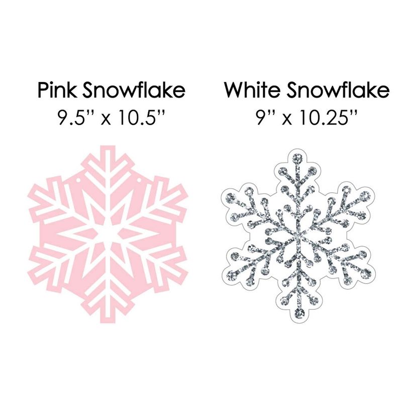 Big Dot of Happiness Hanging Pink Winter Wonderland - Outdoor Snowflake Birthday Party or Baby Shower Hanging Porch & Tree Yard Decor - 10 Pieces, 5 of 8