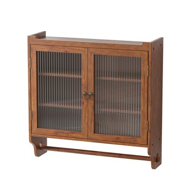 NicBex Modern 2 Glass Door Bathroom Wall Mount Cabinet Medicine Cabinet with 3 Tier Storage & Towel Rack