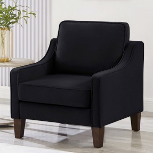 Cozy Living Room Chair: Navy Velvet, Modern - 1 of 3