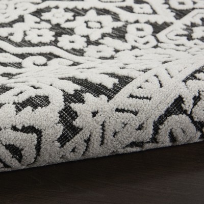 Dark Grey Floral Synthetic 4' x 6' Area Rug