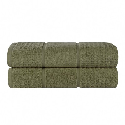 Zero Twist Cotton Waffle Honeycomb Medium Weight Bathroom Towel Set by Blue Nile Mills