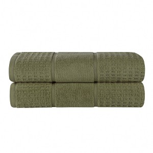Zero Twist Cotton Waffle Honeycomb Medium Weight Bath Sheet Set of 2 by Blue Nile Mills - 1 of 4