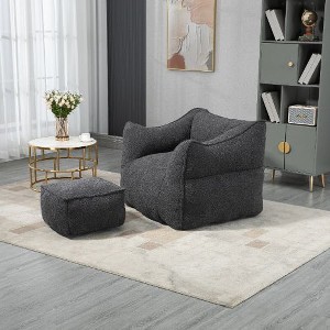 CAVINAS Bean Bag Chair for Adults and Kids, Durable Comfort Lounger High Back Bean Bag Chair Couch with Footstool, Indoor & Outdoor - 1 of 4
