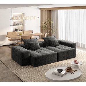 KWPZQEB Modular Sectional Sofa, Comfy Cloud Couch with Movable Ottoman & Pillows, Oversized Chenille Modular Sofa for Living Room - 1 of 4
